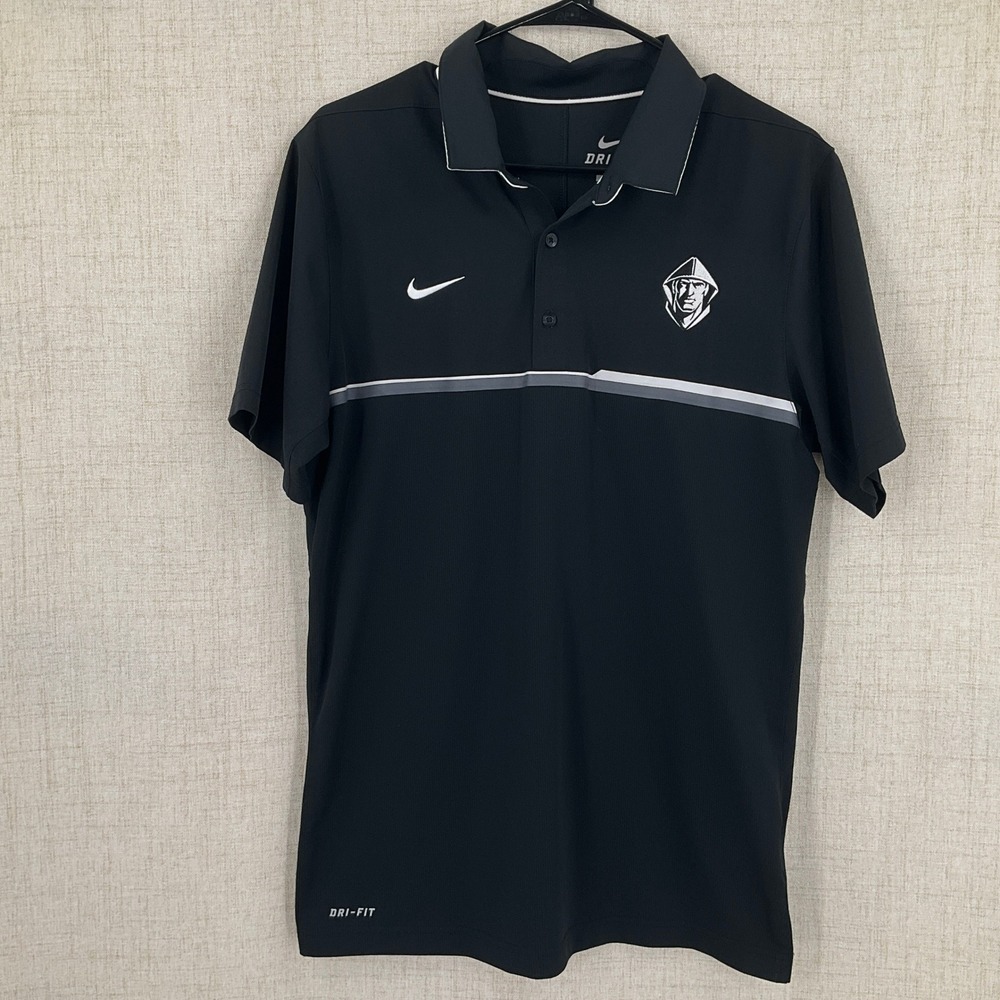 Nike Dri-FIT Bishop Lynch HS Dallas Friars Polo Shirt Mens‎ Sz S Black Striped